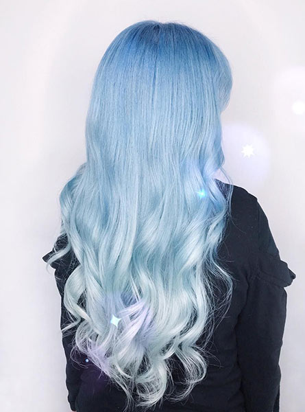 رنگ مو آبی یخی با واریاسیون آبی