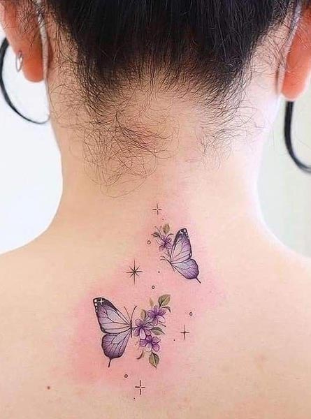 طرح تاتو پروانه روی گردن